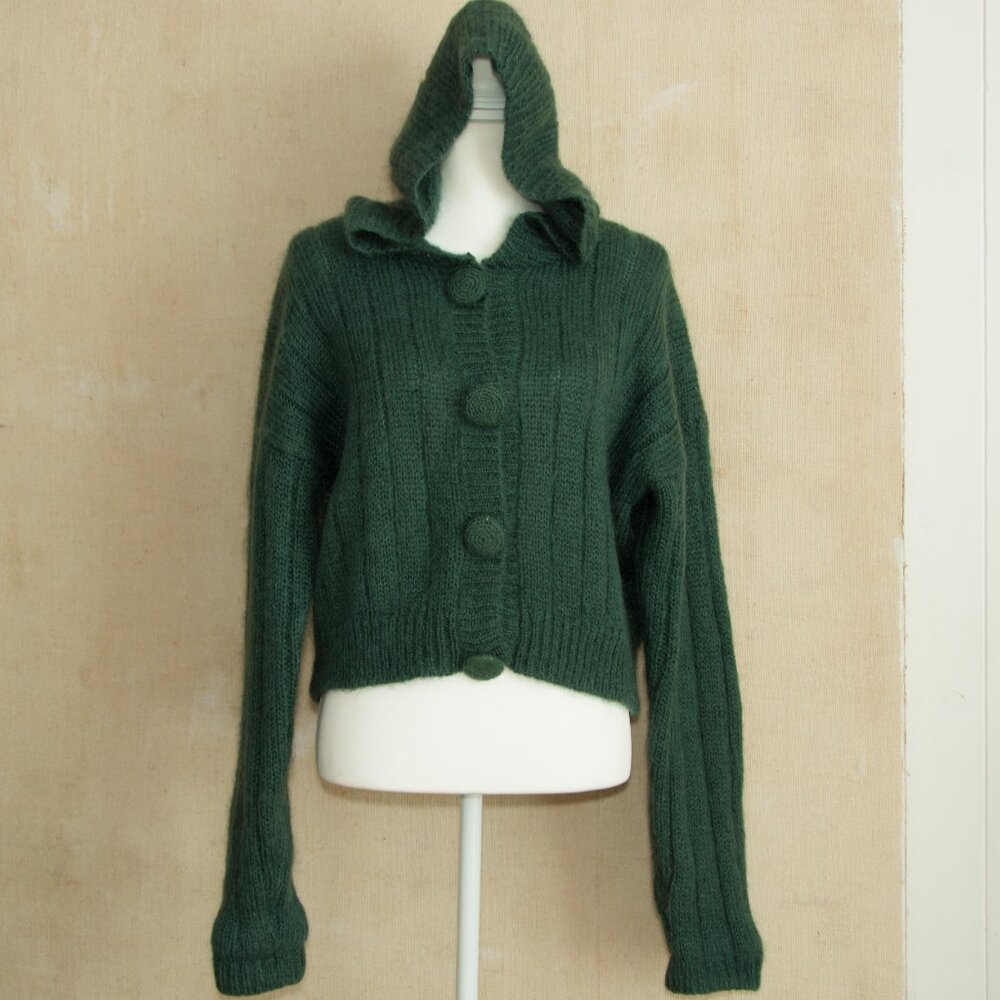 Paul Et Duffier Vintage Teal Mohair Cardigan Sweater Large